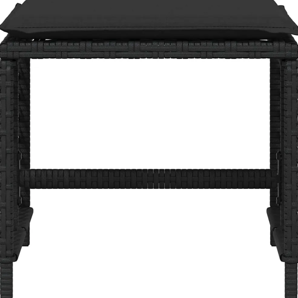 vidaXL Tuinkrukken 4 st met kussens 41x41x36 cm poly rattan zwart