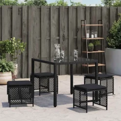 vidaXL Tuinkrukken 4 st met kussens 41x41x36 cm poly rattan zwart