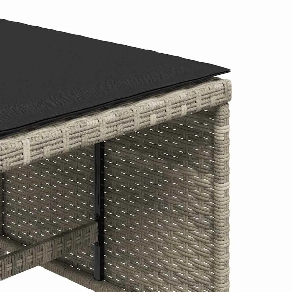 vidaXL Tuinkrukken 4 st met kussens 41x41x36 cm poly rattan lichtgrijs