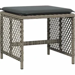 vidaXL Tuinkrukken 4 st met kussens 41x41x36 cm poly rattan grijs
