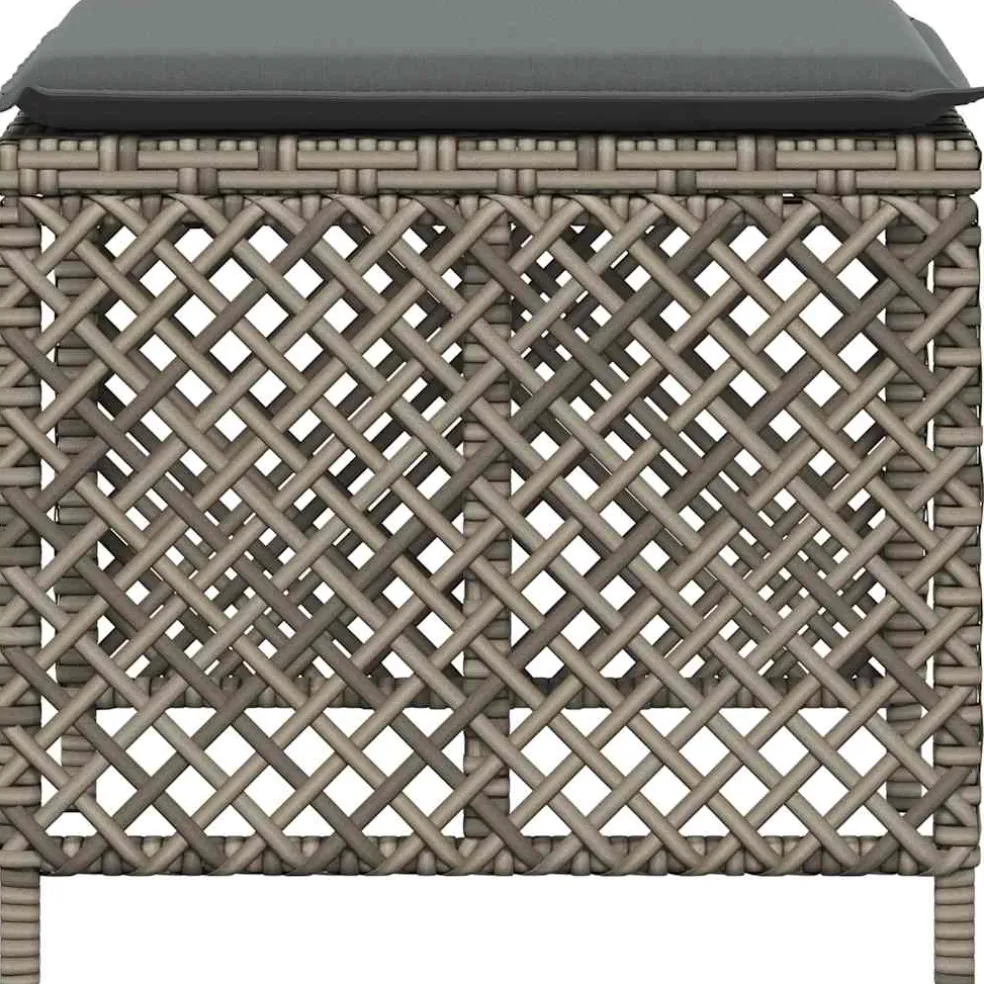 vidaXL Tuinkrukken 4 st met kussens 41x41x36 cm poly rattan grijs