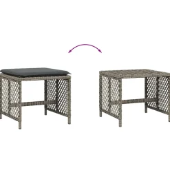 vidaXL Tuinkrukken 4 st met kussens 41x41x36 cm poly rattan grijs