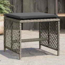 vidaXL Tuinkrukken 4 st met kussens 41x41x36 cm poly rattan grijs