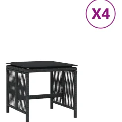 vidaXL Tuinkrukken 4 st met kussens 41x41x36 cm poly rattan zwart