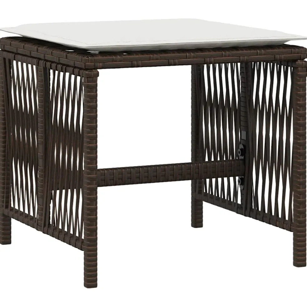vidaXL Tuinkrukken 4 st met kussens 41x41x36 cm poly rattan bruin