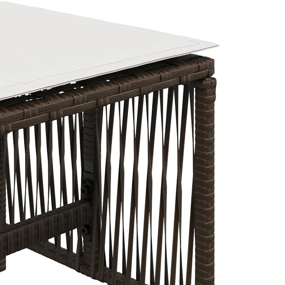 vidaXL Tuinkrukken 4 st met kussens 41x41x36 cm poly rattan bruin
