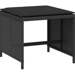vidaXL Tuinkrukken 4 st met kussens 41x41x36 cm poly rattan zwart