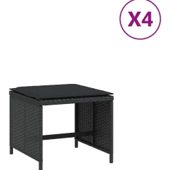 vidaXL Tuinkrukken 4 st met kussens 41x41x36 cm poly rattan zwart