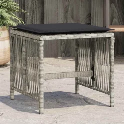 vidaXL Tuinkrukken 4 st met kussens 41x41x36 cm poly rattan lichtgrijs