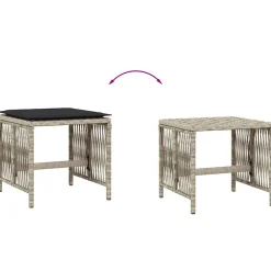 vidaXL Tuinkrukken 4 st met kussens 41x41x36 cm poly rattan lichtgrijs