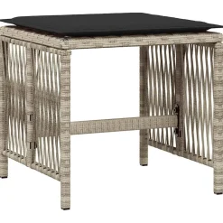 vidaXL Tuinkrukken 4 st met kussens 41x41x36 cm poly rattan lichtgrijs