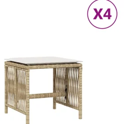 vidaXL Tuinkrukken 4 st met kussens 41x41x36 cm poly rattan beige