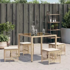 vidaXL Tuinkrukken 4 st met kussens 41x41x36 cm poly rattan beige