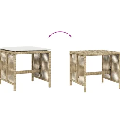vidaXL Tuinkrukken 4 st met kussens 41x41x36 cm poly rattan beige
