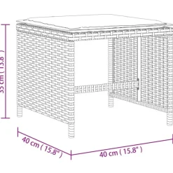 vidaXL Tuinkrukken 4 st met kussens 40x40x35 cm poly rattan lichtgrijs