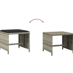 vidaXL Tuinkrukken 4 st met kussens 40x40x35 cm poly rattan lichtgrijs