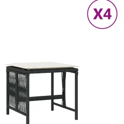 vidaXL Tuinkrukken 4 st met kussens 41x41x36 cm poly rattan zwart