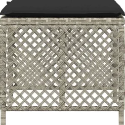 vidaXL Tuinkrukken 4 st met kussens 41x41x36 cm poly rattan lichtgrijs