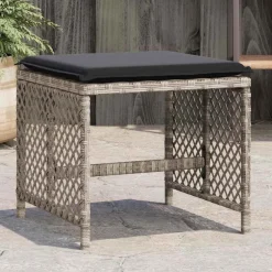 vidaXL Tuinkrukken 4 st met kussens 41x41x36 cm poly rattan lichtgrijs