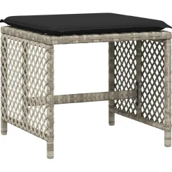 vidaXL Tuinkrukken 4 st met kussens 41x41x36 cm poly rattan lichtgrijs