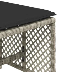 vidaXL Tuinkrukken 4 st met kussens 41x41x36 cm poly rattan lichtgrijs