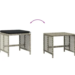 vidaXL Tuinkrukken 4 st met kussens 41x41x36 cm poly rattan lichtgrijs
