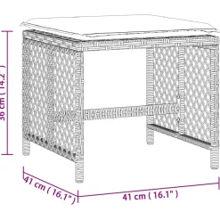 vidaXL Tuinkrukken 4 st met kussens 41x41x36 cm poly rattan lichtgrijs