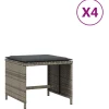 vidaXL Tuinkrukken 4 st met kussens 40x40x35 cm poly rattan grijs