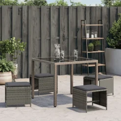 vidaXL Tuinkrukken 4 st met kussens 40x40x35 cm poly rattan grijs