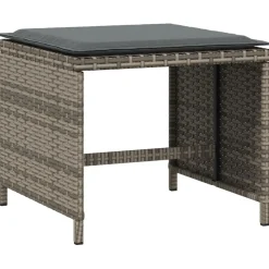 vidaXL Tuinkrukken 4 st met kussens 40x40x35 cm poly rattan grijs