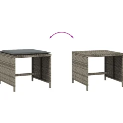 vidaXL Tuinkrukken 4 st met kussens 40x40x35 cm poly rattan grijs