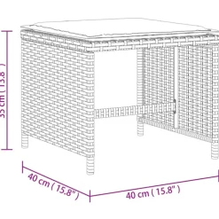 vidaXL Tuinkrukken 4 st met kussens 40x40x35 cm poly rattan grijs
