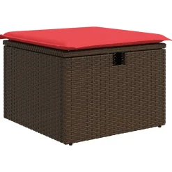 vidaXL Tuinkruk met kussen Bruin 55 x 55 x 37 cm poly rattan