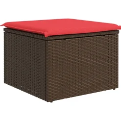 vidaXL Tuinkruk met kussen Bruin 55 x 55 x 37 cm poly rattan