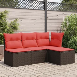 vidaXL Tuinkruk met kussen Bruin 55 x 55 x 37 cm poly rattan