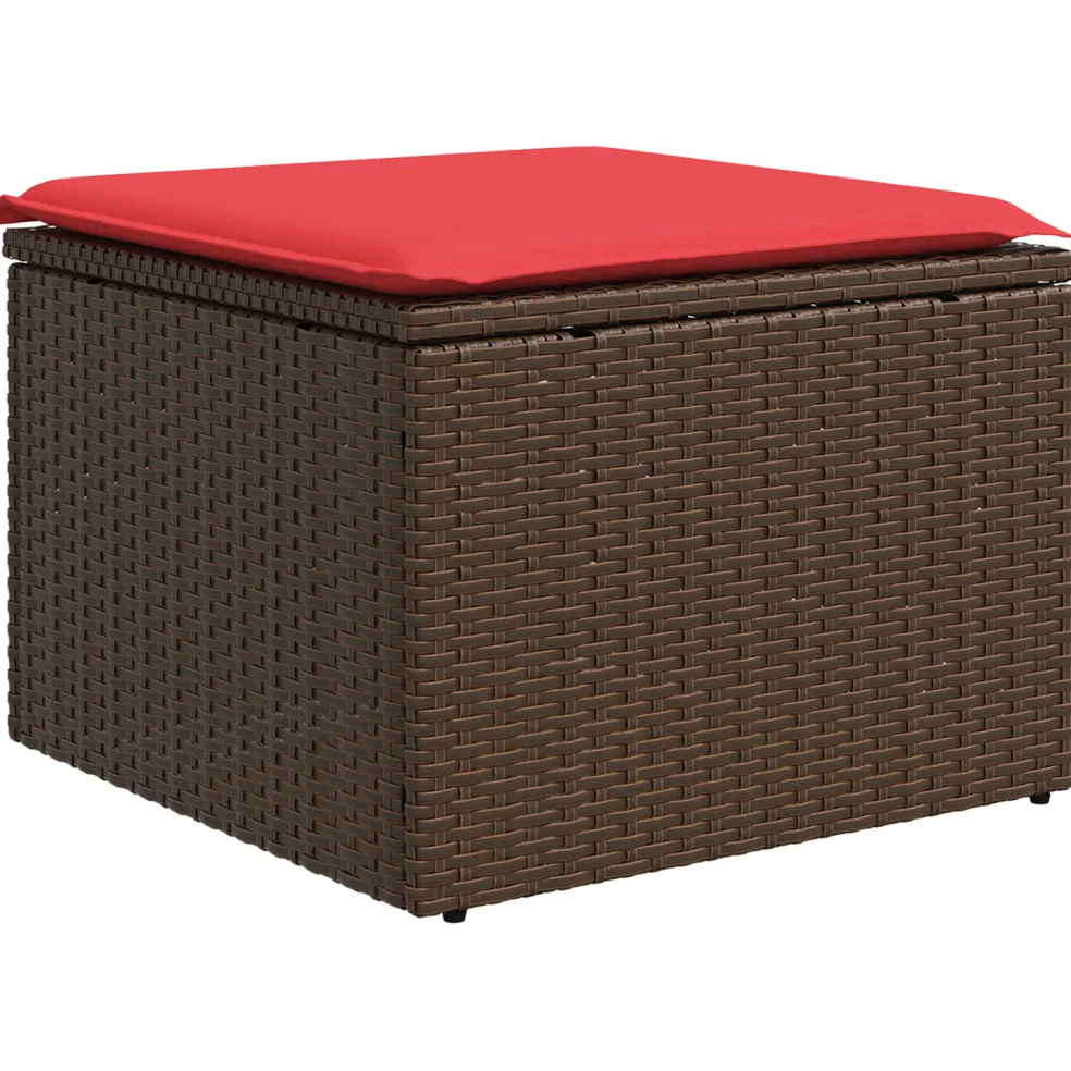 vidaXL Tuinkruk met kussen Bruin 55 x 55 x 37 cm poly rattan
