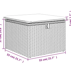 vidaXL Tuinkruk met kussen Grijs 55 x 55 x 37 cm poly rattan