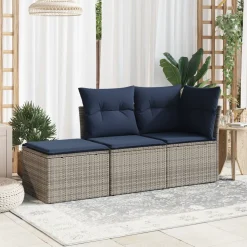 vidaXL Tuinkruk met kussen Grijs 55 x 55 x 37 cm poly rattan
