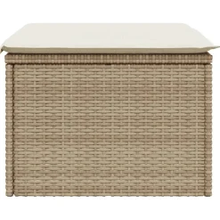 vidaXL Tuinkruk met kussen 55x55x37 cm poly rattan beige