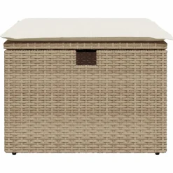 vidaXL Tuinkruk met kussen 55x55x37 cm poly rattan beige