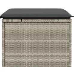 vidaXL Tuinkruk met kussen 55x55x37 cm poly rattan lichtgrijs