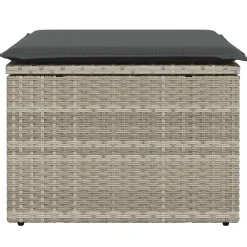 vidaXL Tuinkruk met kussen 55x55x37 cm poly rattan lichtgrijs