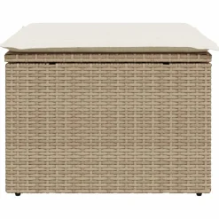 vidaXL Tuinkruk met kussen 55x55x37 cm poly rattan beige