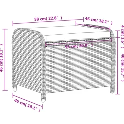 vidaXL Tuinkruk met kussen 58x46x46 cm poly rattan zwart
