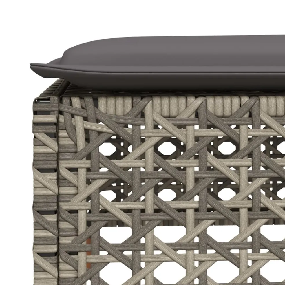 vidaXL Tuinkruk met kussen 63,5x56x32 cm poly rattan grijs