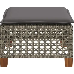 vidaXL Tuinkruk met kussen 63,5x56x32 cm poly rattan grijs