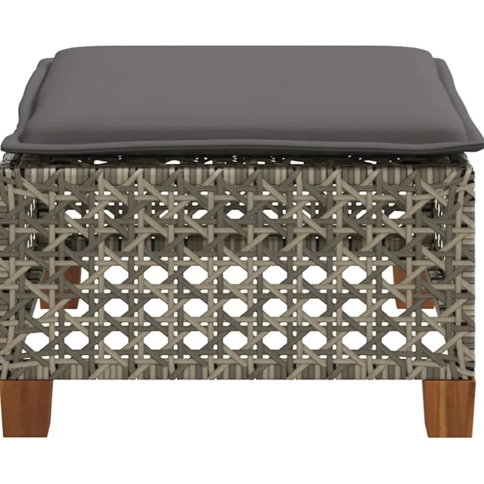 vidaXL Tuinkruk met kussen 63,5x56x32 cm poly rattan grijs