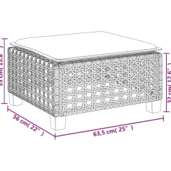 vidaXL Tuinkruk met kussen 63,5x56x32 cm poly rattan grijs