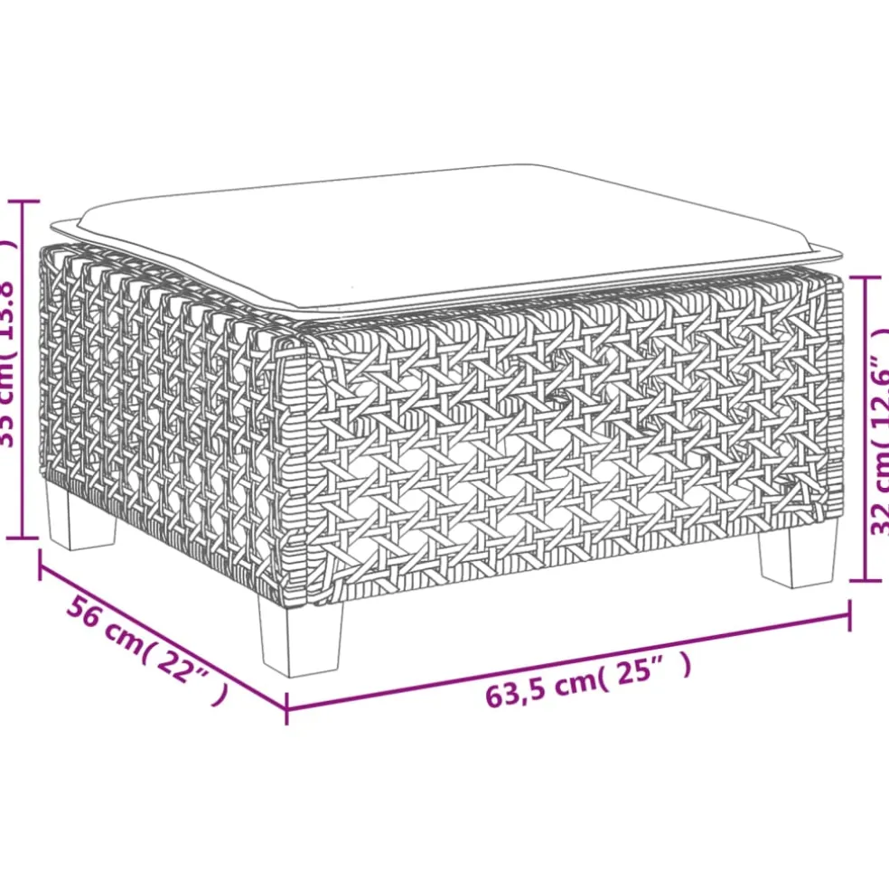 vidaXL Tuinkruk met kussen 63,5x56x32 cm poly rattan grijs