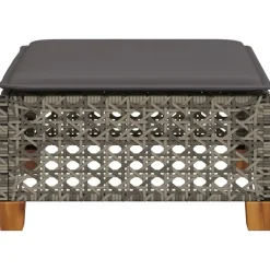 vidaXL Tuinkruk met kussen 63,5x56x32 cm poly rattan grijs